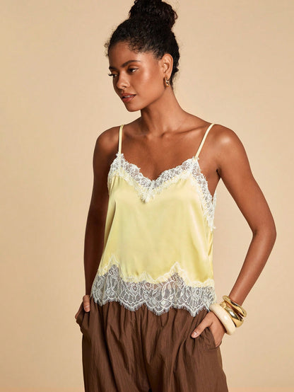 Travachic Women's Elegant Spliced Lace Casual Camisole Top For Summer