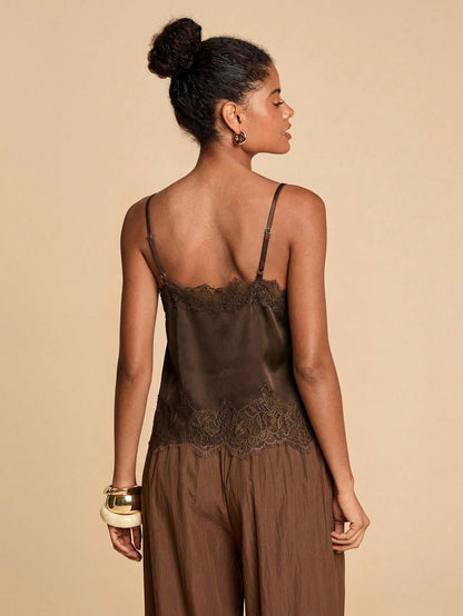 Travachic Women's Elegant Spliced Lace Casual Camisole Top For Summer