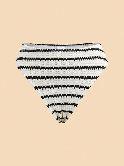 Travachic Women's Summer Beach Vacation Blue White Striped Front Tie Tankini Set Tropical