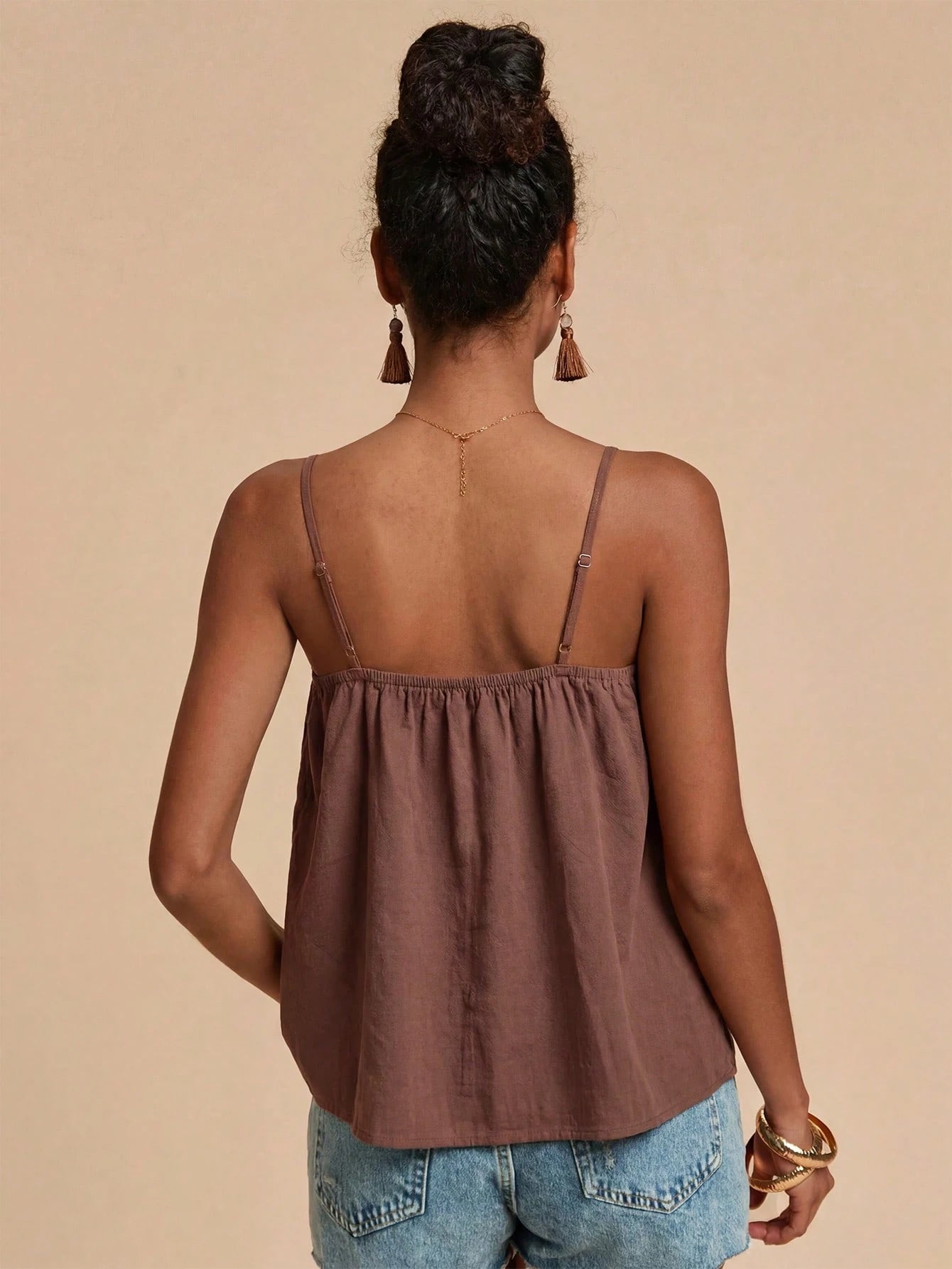 Travachic Women's Summer Casual Boho Mocha Brown Camisole Beach