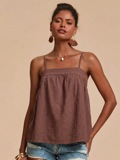 Travachic Women's Summer Casual Boho Mocha Brown Camisole Beach