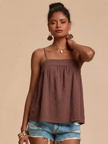 Travachic Women's Summer Casual Boho Mocha Brown Camisole Beach