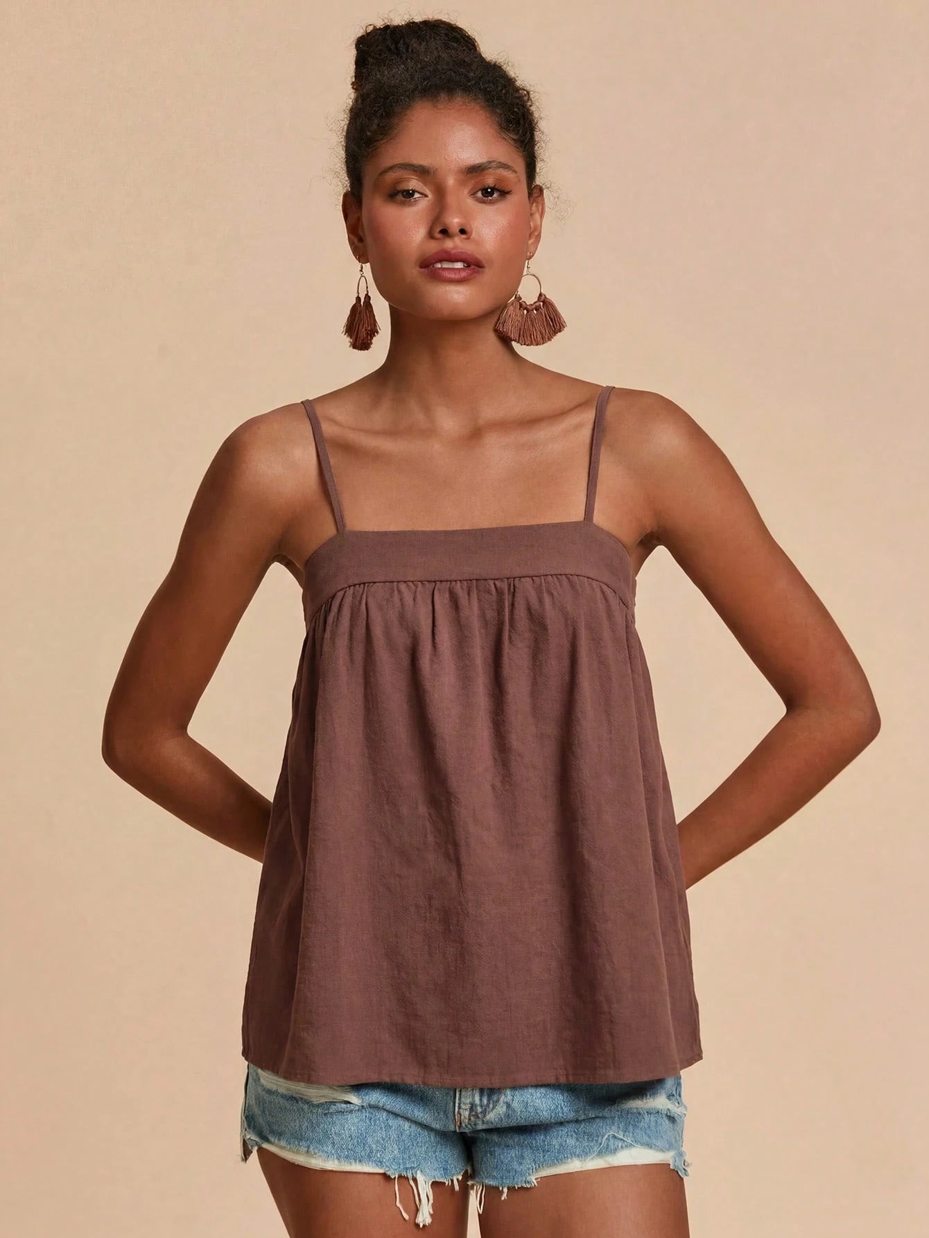 Travachic Women's Summer Casual Boho Mocha Brown Camisole Beach