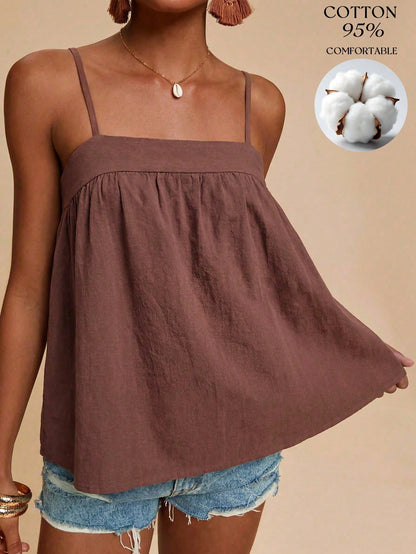 Travachic Women's Summer Casual Boho Mocha Brown Camisole Beach