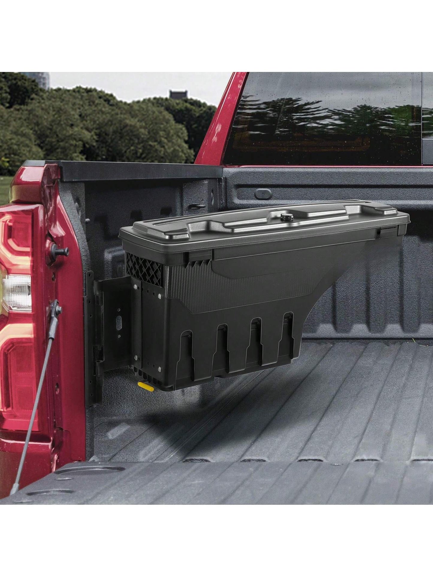 Truck Bed Storage Box, Lockable Lid, Waterproof ABS Wheel Well Tool Box 6.6 Gallon/20 Liter, For Chevrolet 1500 GMC Sierra 1500 2019-2020, Driver Or Passenger Side, Black