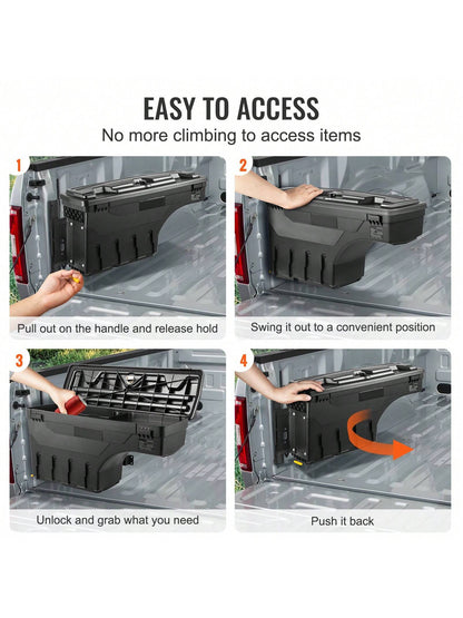 Truck Bed Storage Box, Lockable Lid, Waterproof ABS Wheel Well Tool Box 6.6 Gallon/20 Liter, For Chevrolet 1500 GMC Sierra 1500 2019-2020, Driver Or Passenger Side, Black