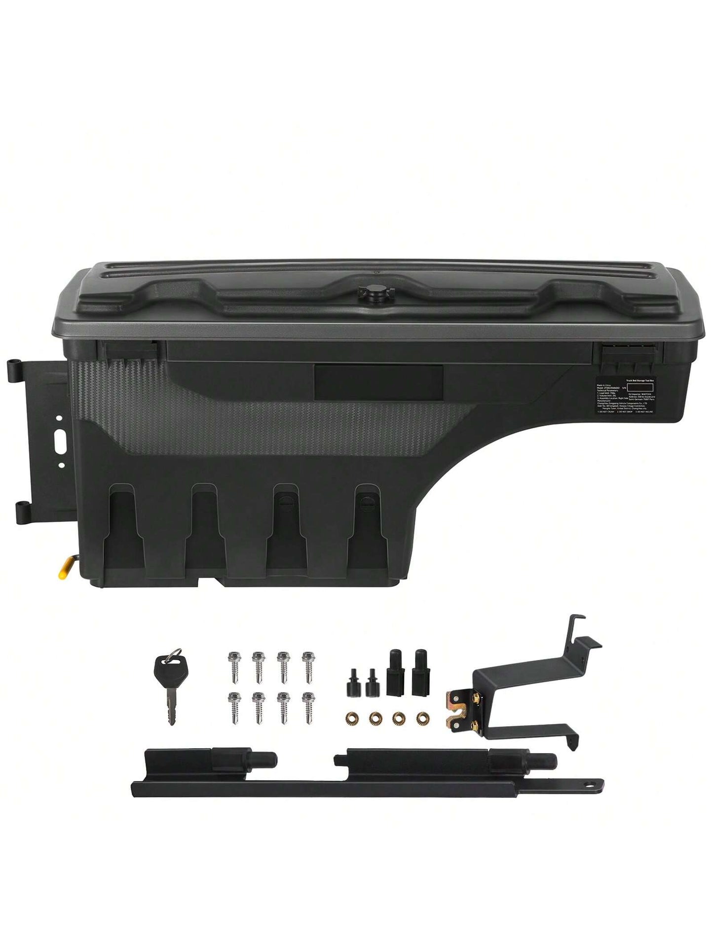 Truck Bed Storage Box, Lockable Lid, Waterproof ABS Wheel Well Tool Box 6.6 Gallon/20 Liter, For Chevrolet 1500 GMC Sierra 1500 2019-2020, Driver Or Passenger Side, Black