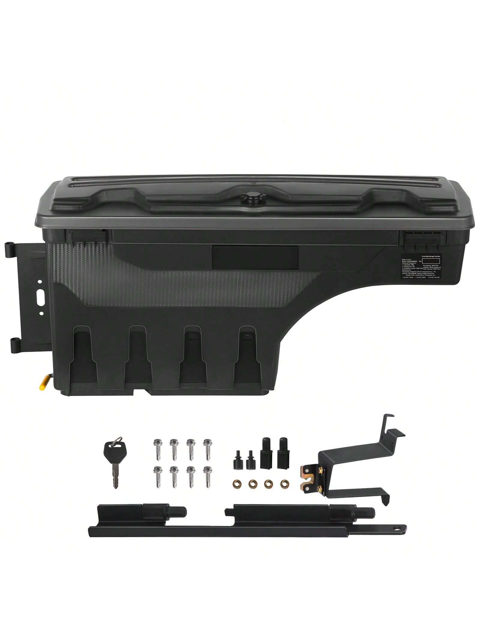 Truck Bed Storage Box, Lockable Lid, Waterproof ABS Wheel Well Tool Box 6.6 Gallon/20 Liter, For Chevrolet 1500 GMC Sierra 1500 2019-2020, Driver Or Passenger Side, Black