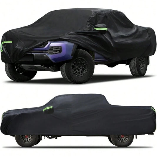Truck Cover Waterproof All Weather For Automobiles, Outdoor Full Exterior Cover, Rain, Sun, Wind Protection, Suitable For 220-232 Inch Pickup Trucks, Black