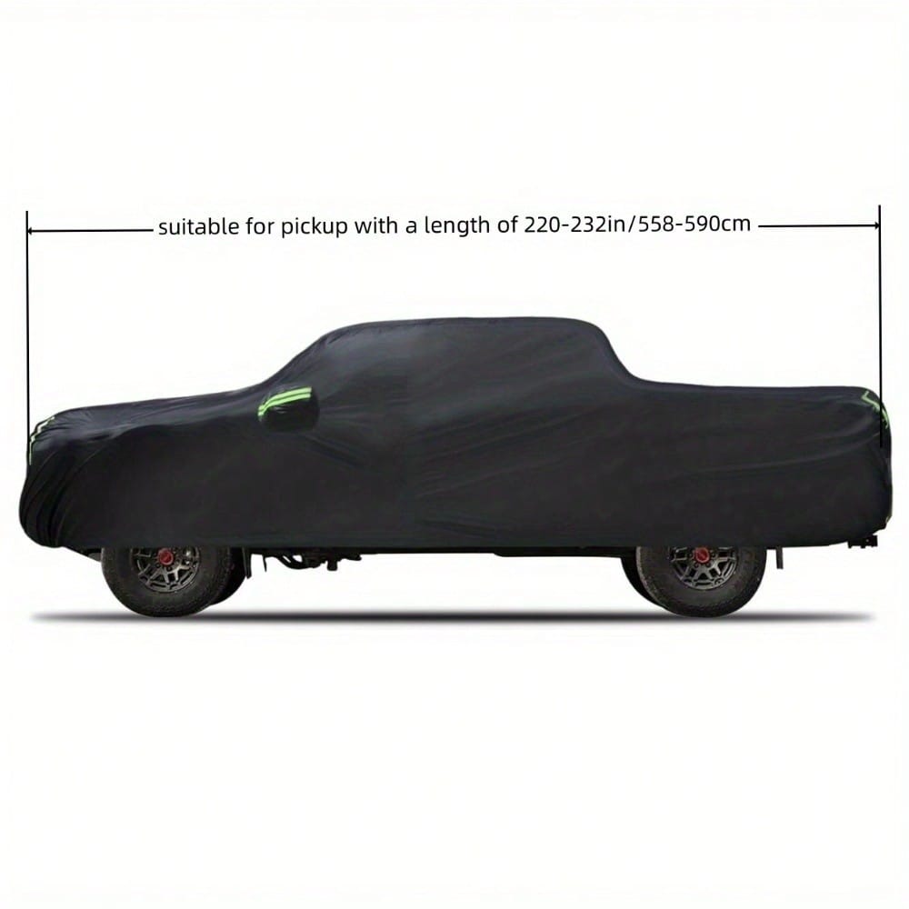 Truck Cover Waterproof All Weather For Automobiles, Outdoor Full Exterior Cover, Rain, Sun, Wind Protection, Suitable For 220-232 Inch Pickup Trucks, Black