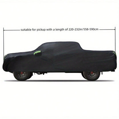 Truck Cover Waterproof All Weather For Automobiles, Outdoor Full Exterior Cover, Rain, Sun, Wind Protection, Suitable For 220-232 Inch Pickup Trucks, Black
