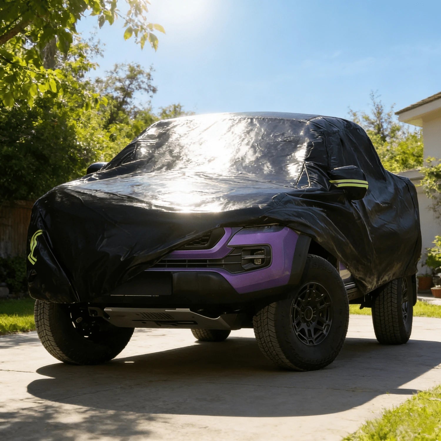 Truck Cover Waterproof All Weather For Automobiles, Outdoor Full Exterior Cover, Rain, Sun, Wind Protection, Suitable For 220-232 Inch Pickup Trucks, Black