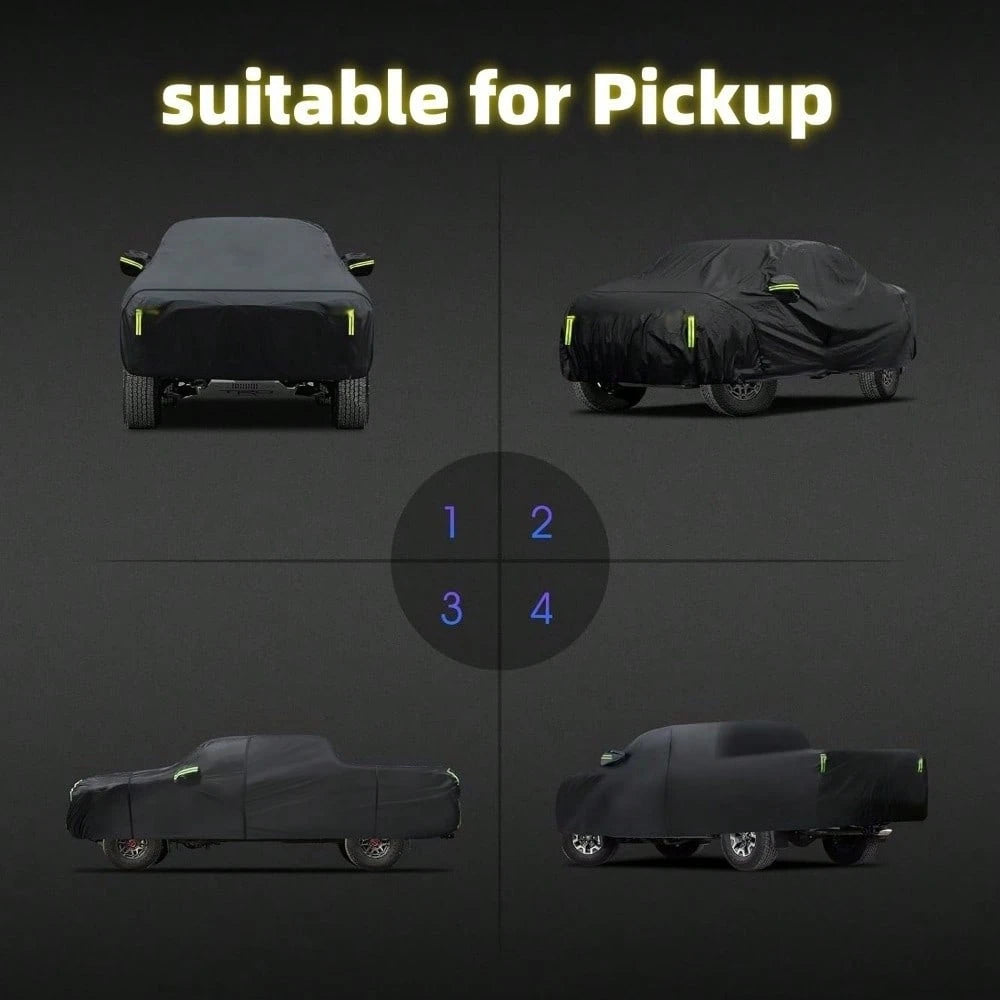Truck Cover Waterproof All Weather For Automobiles, Outdoor Full Exterior Cover, Rain, Sun, Wind Protection, Suitable For 220-232 Inch Pickup Trucks, Black