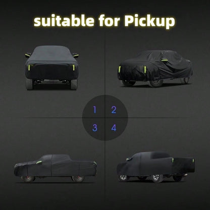 Truck Cover Waterproof All Weather For Automobiles, Outdoor Full Exterior Cover, Rain, Sun, Wind Protection, Suitable For 220-232 Inch Pickup Trucks, Black