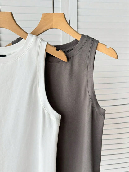 Tseoso 2 Packs Women's 95% Cotton Tank Tops- Black/White, Round Neck, Slim Fit, Softgirl, Sporty Casual