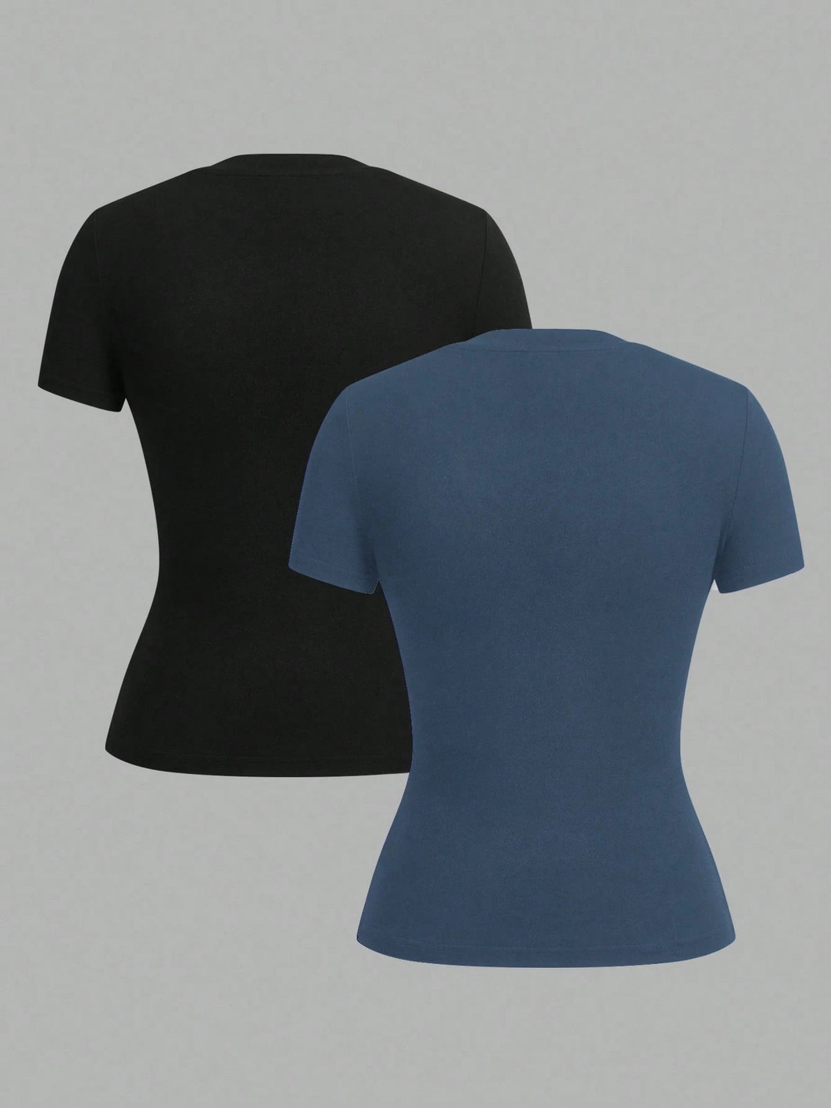 Tseoso 2pcs Black & White Short Sleeve T-Shirt Set,95% Cotton Basic Casual Everyday Summer Women Fitted Tops,Cute Softgirl Vintage Back To School Tight Tees