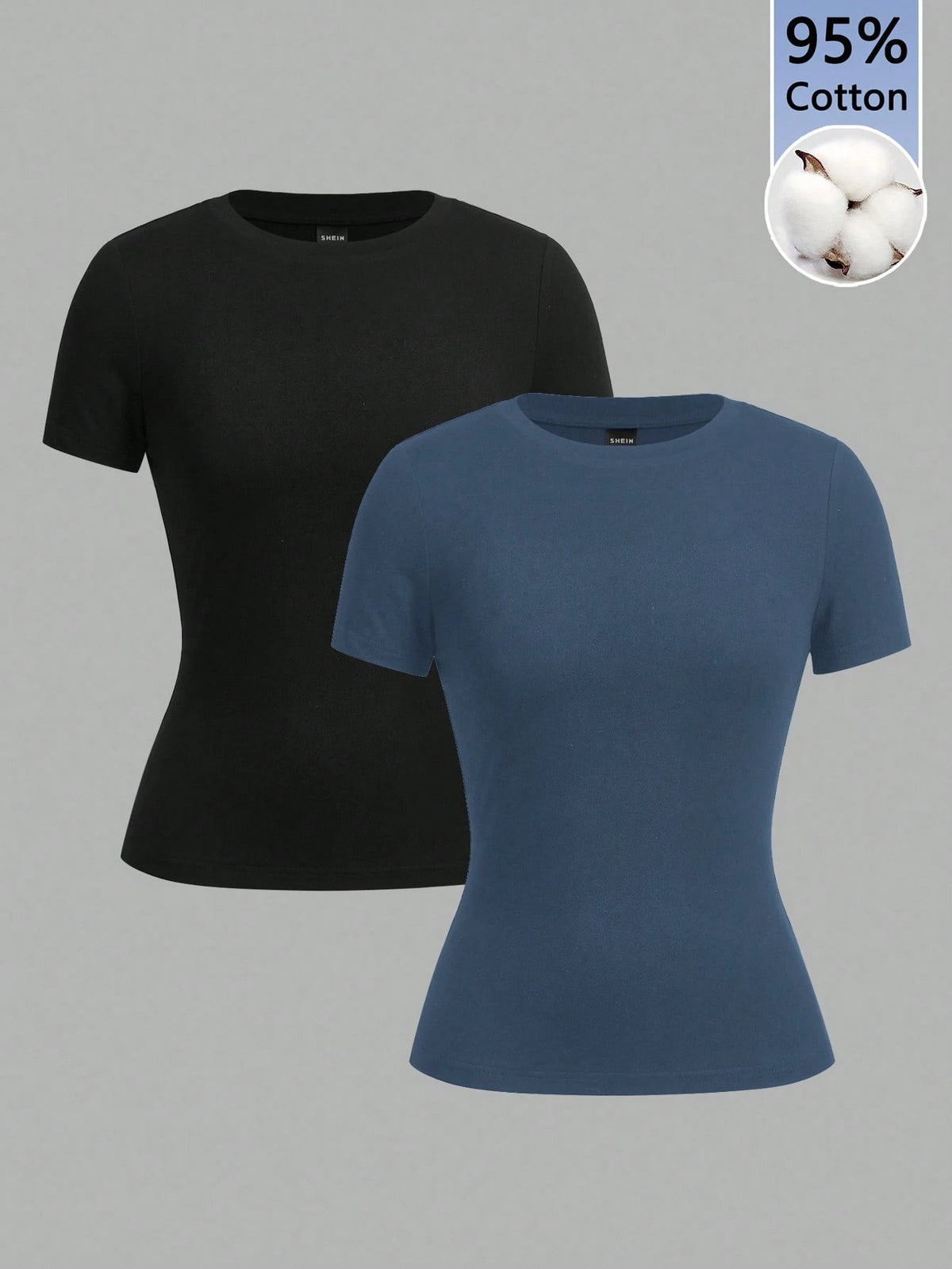 Tseoso 2pcs Black & White Short Sleeve T-Shirt Set,95% Cotton Basic Casual Everyday Summer Women Fitted Tops,Cute Softgirl Vintage Back To School Tight Tees