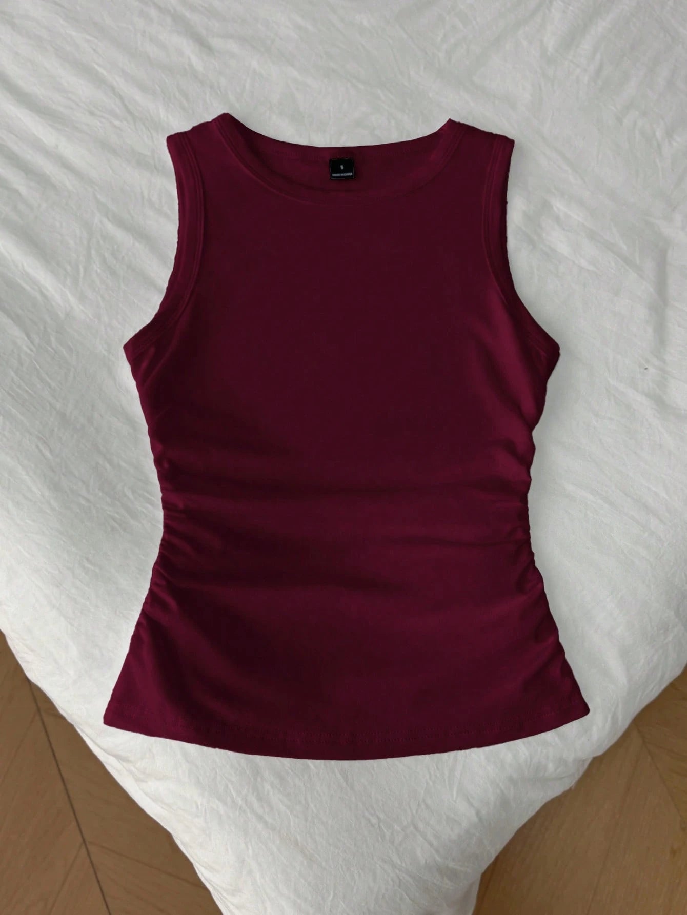 Tseoso 2pcs/Set Women Casual Minimalist Round Neck Tight Fitting Camisole, Suitable For Summer,Summer Top Everyday Burgundy Black