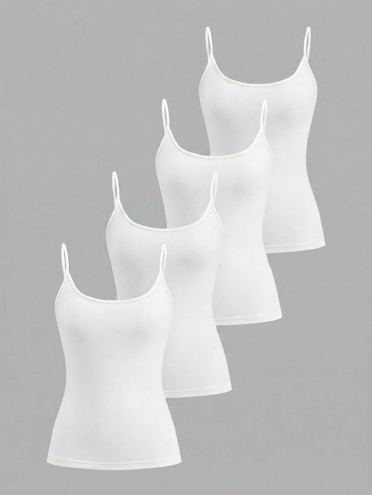 Tseoso 95% Cotton White Camisole Tank Top 4-Piece Set Suitable For Summer
