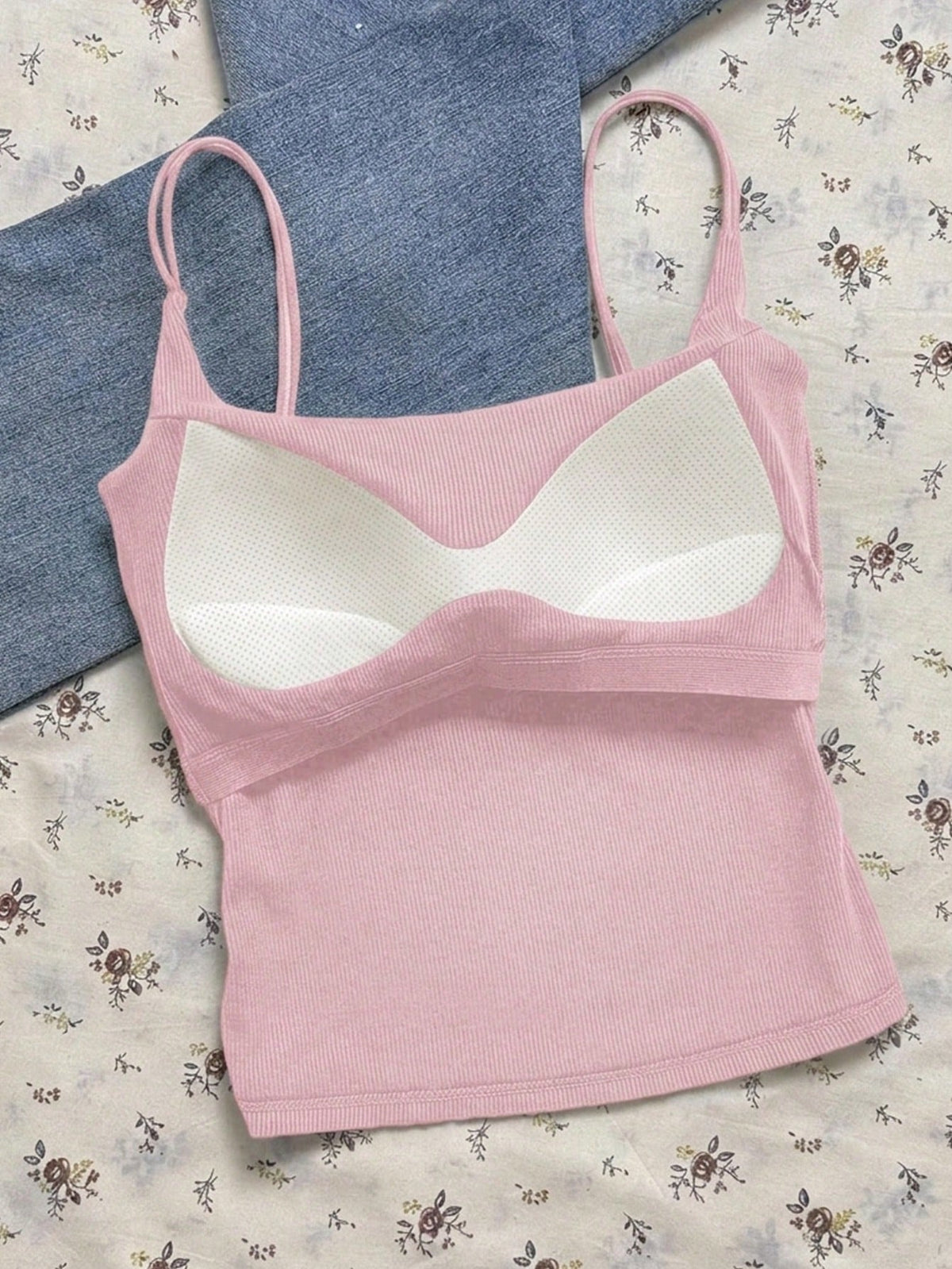 Tseoso Women's 3 Packs Cami Tops W/Padded Bra, Pink, Yellow & Black Dot, Y2K Retro, Clean Girl, Summer.