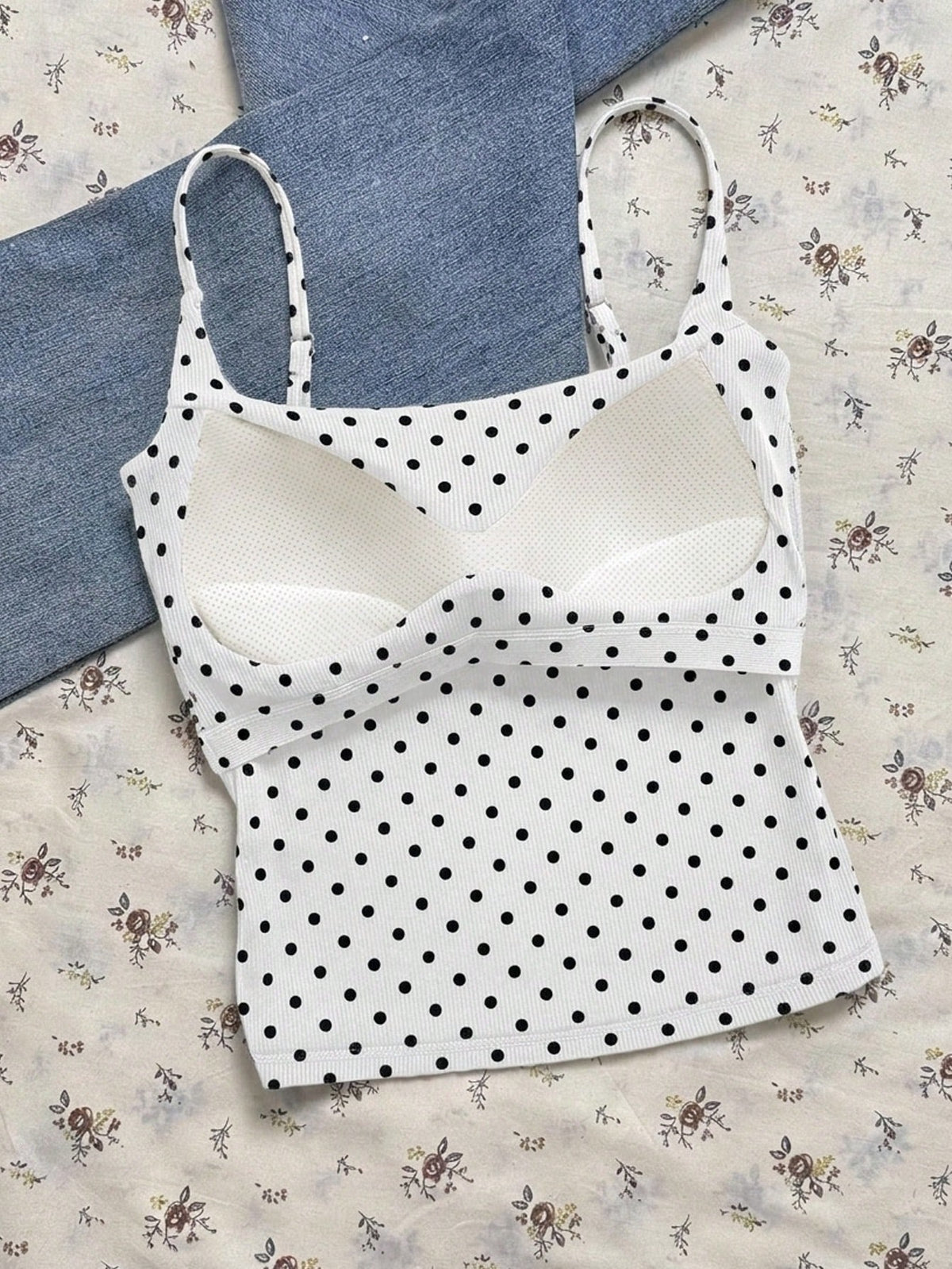 Tseoso Women's 3 Packs Cami Tops W/Padded Bra, Pink, Yellow & Black Dot, Y2K Retro, Clean Girl, Summer.