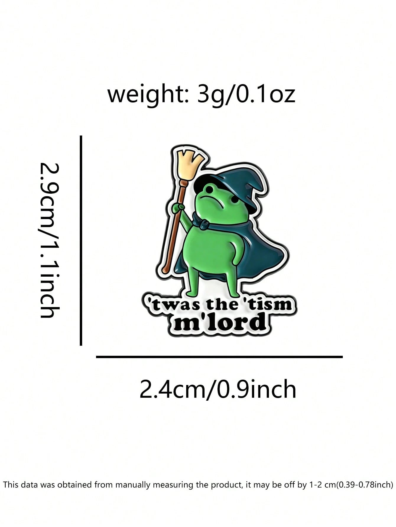 'Twas The 'Tism M'lord Wizard Frog Enamel Pin Autism Neurodivergent Meme Lapel Brooch Gift