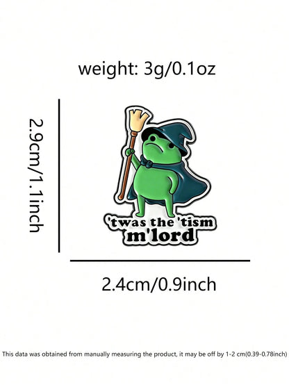 'Twas The 'Tism M'lord Wizard Frog Enamel Pin Autism Neurodivergent Meme Lapel Brooch Gift