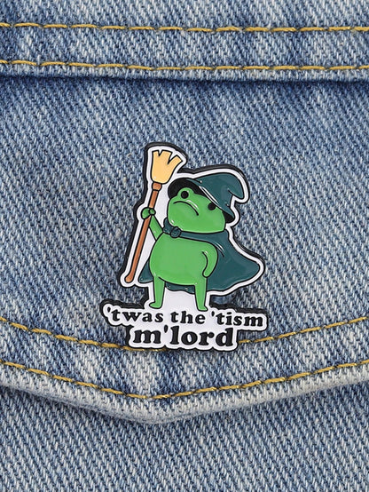 'Twas The 'Tism M'lord Wizard Frog Enamel Pin Autism Neurodivergent Meme Lapel Brooch Gift