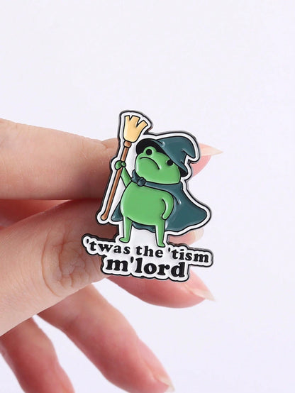 'Twas The 'Tism M'lord Wizard Frog Enamel Pin Autism Neurodivergent Meme Lapel Brooch Gift
