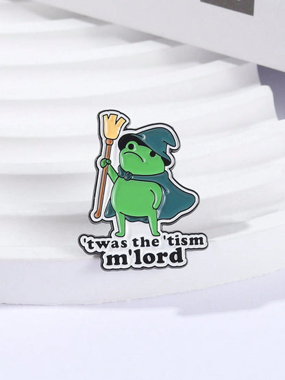 'Twas The 'Tism M'lord Wizard Frog Enamel Pin Autism Neurodivergent Meme Lapel Brooch Gift