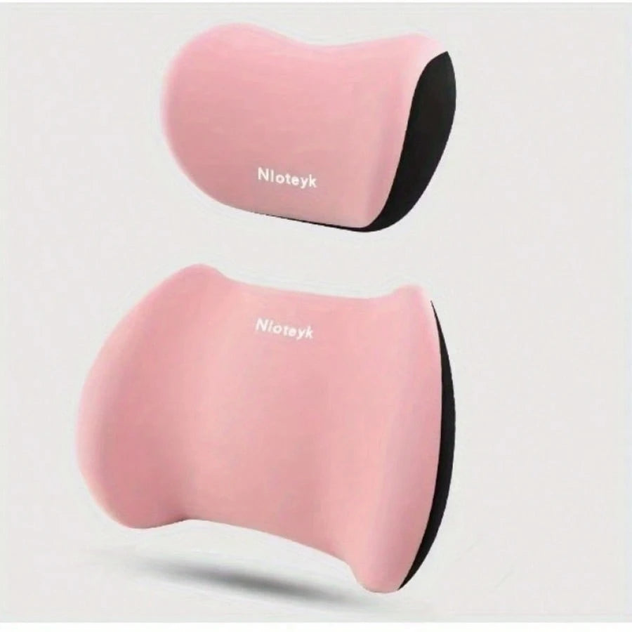 Two-Piece Memory Foam Neck And Lumbar Pillow Set. Made Of Ergonomic Memory Foam, It Makes A Tiring Driving Journey Comfortable. Suitable For Cars, Offices, Homes, And Game Rooms. It Can Be Given As A