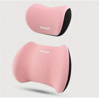 Two-Piece Memory Foam Neck And Lumbar Pillow Set. Made Of Ergonomic Memory Foam, It Makes A Tiring Driving Journey Comfortable. Suitable For Cars, Offices, Homes, And Game Rooms. It Can Be Given As A
