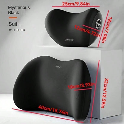 Two-Piece Memory Foam Neck And Lumbar Pillow Set. Made Of Ergonomic Memory Foam, It Makes A Tiring Driving Journey Comfortable. Suitable For Cars, Offices, Homes, And Game Rooms. It Can Be Given As A