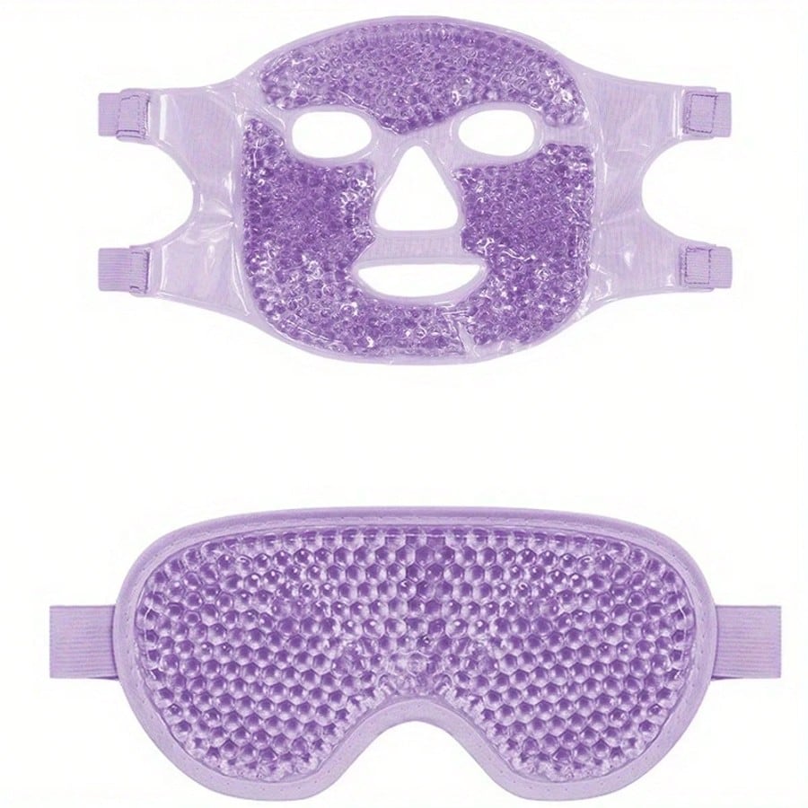 Two-Piece Set Of Pvc Ice Compress Eye Mask And Face Mask, Which Helps With Deep Sleep Eye Mask, Relieves Eye Fatigue, Recovers After Beauty Surgery, Reduces Edema And Lowers Temperature, Can Be Used F