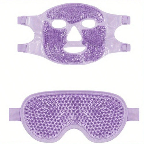 Two-Piece Set Of Pvc Ice Compress Eye Mask And Face Mask, Which Helps With Deep Sleep Eye Mask, Relieves Eye Fatigue, Recovers After Beauty Surgery, Reduces Edema And Lowers Temperature, Can Be Used F