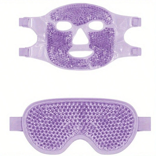 Two-Piece Set Of Pvc Ice Compress Eye Mask And Face Mask, Which Helps With Deep Sleep Eye Mask, Relieves Eye Fatigue, Recovers After Beauty Surgery, Reduces Edema And Lowers Temperature, Can Be Used F