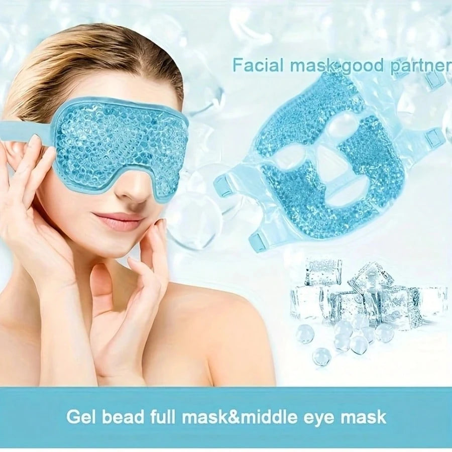 Two-Piece Set Of Pvc Ice Compress Eye Mask And Face Mask, Which Helps With Deep Sleep Eye Mask, Relieves Eye Fatigue, Recovers After Beauty Surgery, Reduces Edema And Lowers Temperature, Can Be Used F