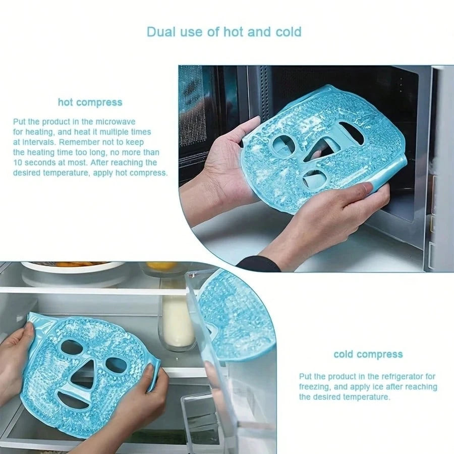 Two-Piece Set Of Pvc Ice Compress Eye Mask And Face Mask, Which Helps With Deep Sleep Eye Mask, Relieves Eye Fatigue, Recovers After Beauty Surgery, Reduces Edema And Lowers Temperature, Can Be Used F