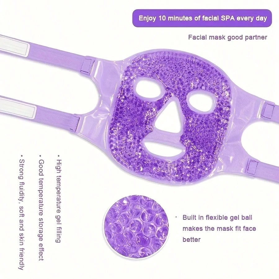 Two-Piece Set Of Pvc Ice Compress Eye Mask And Face Mask, Which Helps With Deep Sleep Eye Mask, Relieves Eye Fatigue, Recovers After Beauty Surgery, Reduces Edema And Lowers Temperature, Can Be Used F