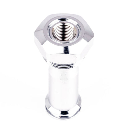 Chrome two tier E61 mushroom connector with hex body and threaded bore