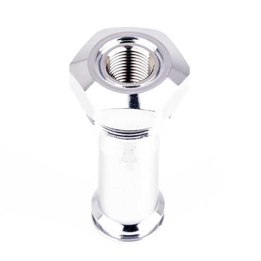 Chrome two tier E61 mushroom connector with hex body and threaded bore