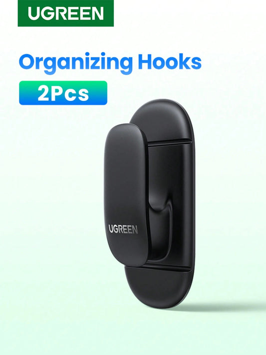 UGREEN 2pcs Car Hooks Hangers Fastener Clip Organizer For Car Home Office Key Bag Headphone USB Charger Cable Management Hook Holder