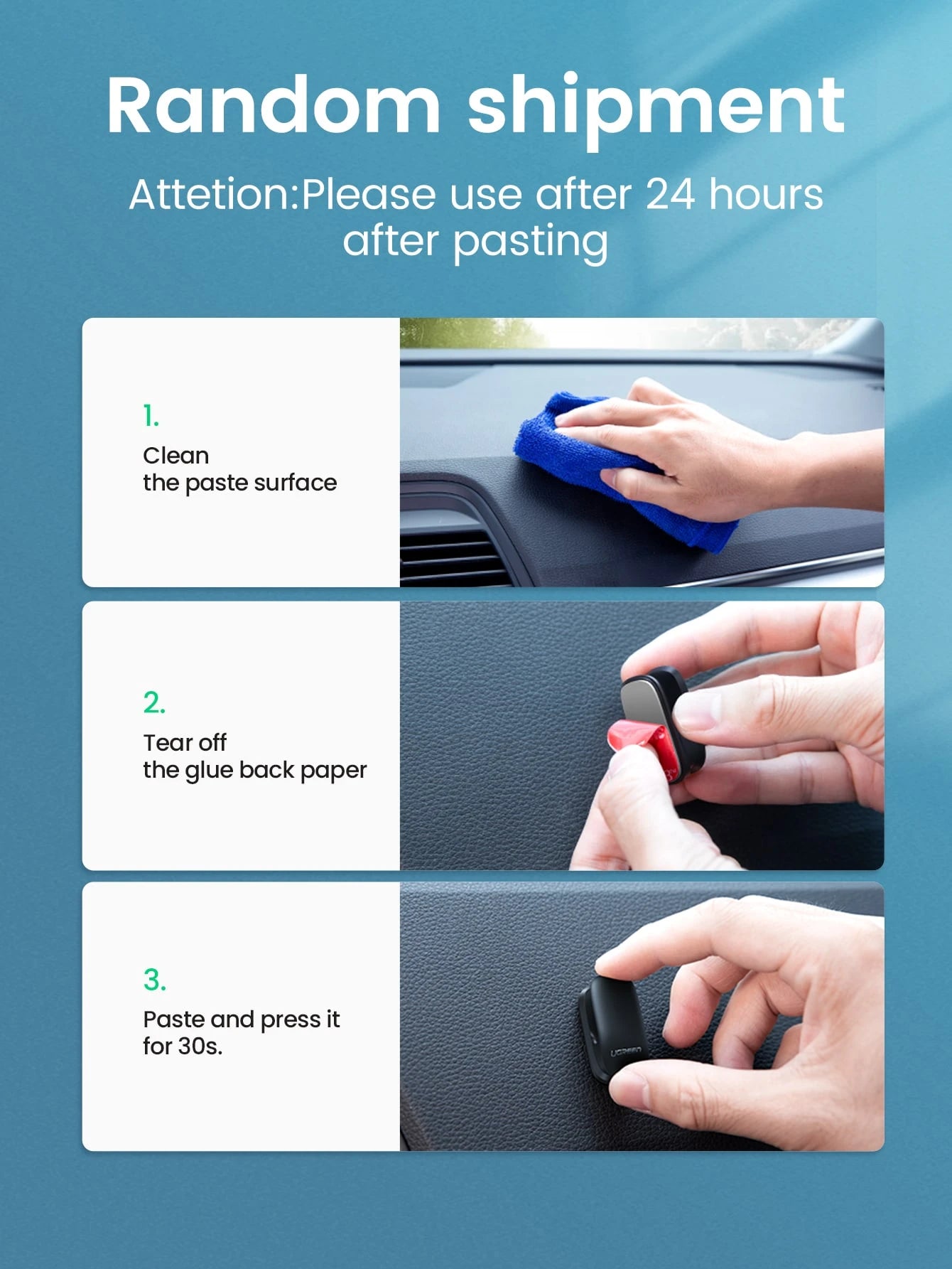 UGREEN 2pcs Car Hooks Hangers Fastener Clip Organizer For Car Home Office Key Bag Headphone USB Charger Cable Management Hook Holder