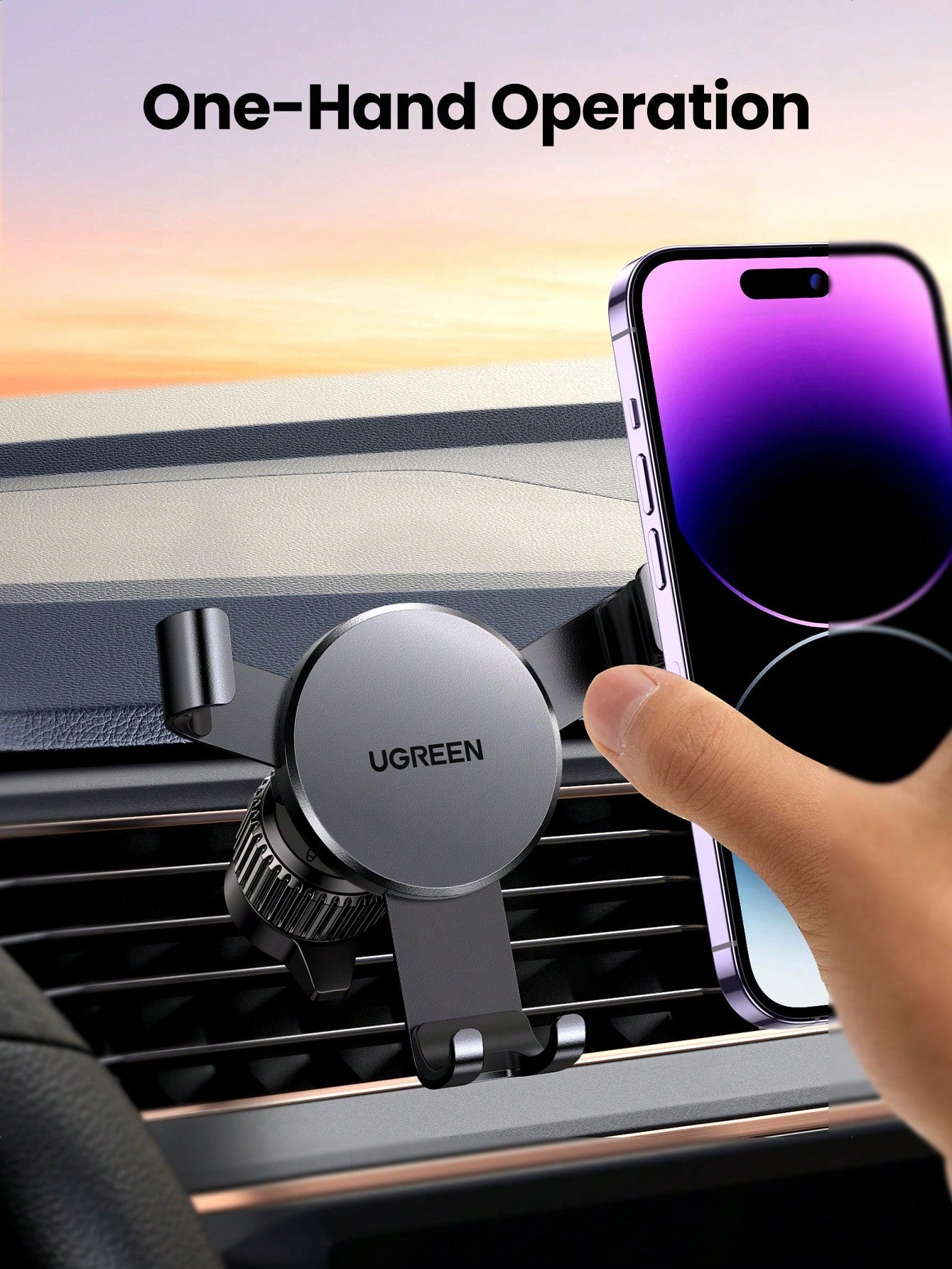 UGREEN Car Vent Phone Mount Gravity Phone Holder Hands-Free Car Air Vent Mount Auto Lock Compatible With IPhone 16 15 14 13 Pro Max Galaxy S22 S9 S10 Realme Phone Holder