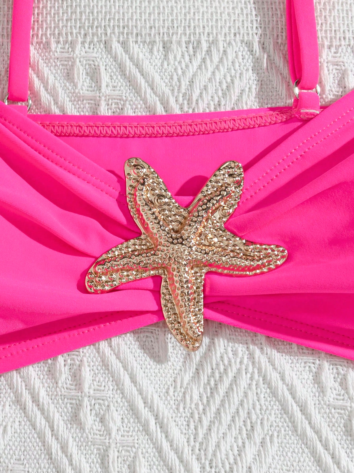 Unique Solid Starfish Print Bikini, Slimming Tummy Control, Comfy Chic Accents, Elegant Vacation Swimwear For Beach & Pool Parties Summer