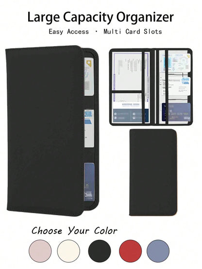 Unisex PU Leather Car Document Holder, Multifunctional Driving License, Wallet, Card Case, Can Hold Vehicle Registration, Insurance, Driver's License, Passport And Various Cards, Practical Automotive