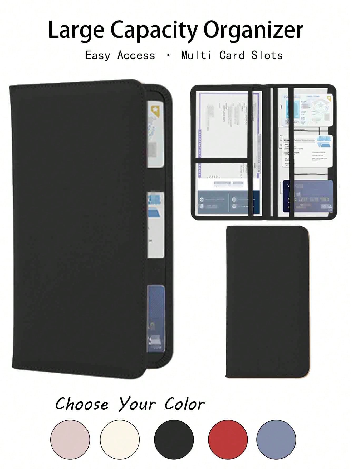 Unisex PU Leather Car Document Holder, Multifunctional Driving License, Wallet, Card Case, Can Hold Vehicle Registration, Insurance, Driver's License, Passport And Various Cards, Practical Automotive
