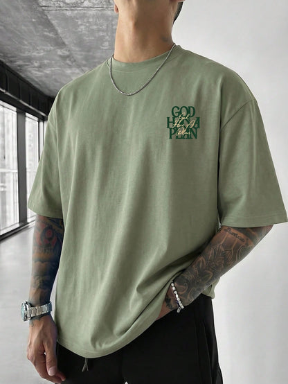 Unisex Summer Layered Print English Slogan Casual Short Sleeve T-Shirt| Loose Healing Top