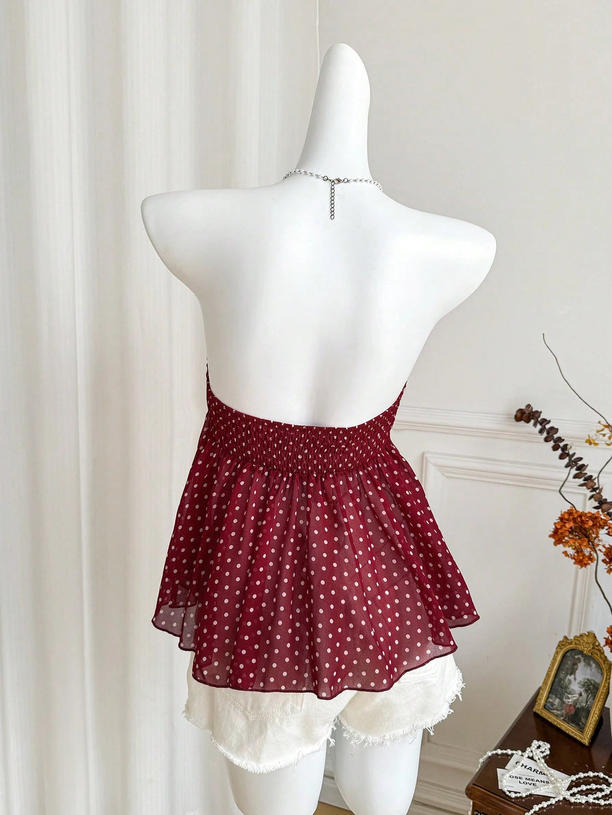 Unity Women's Polka Dot Sexy Bandeau Tie Bow Sleeveless Crop Top, Fashionable Sweet Versatile Sexy Clubwear, Spring/Summer