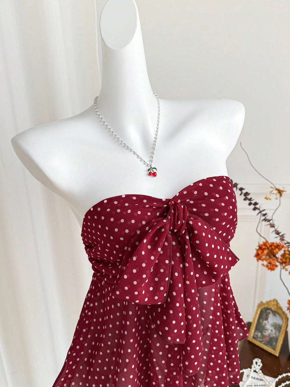 Unity Women's Polka Dot Sexy Bandeau Tie Bow Sleeveless Crop Top, Fashionable Sweet Versatile Sexy Clubwear, Spring/Summer